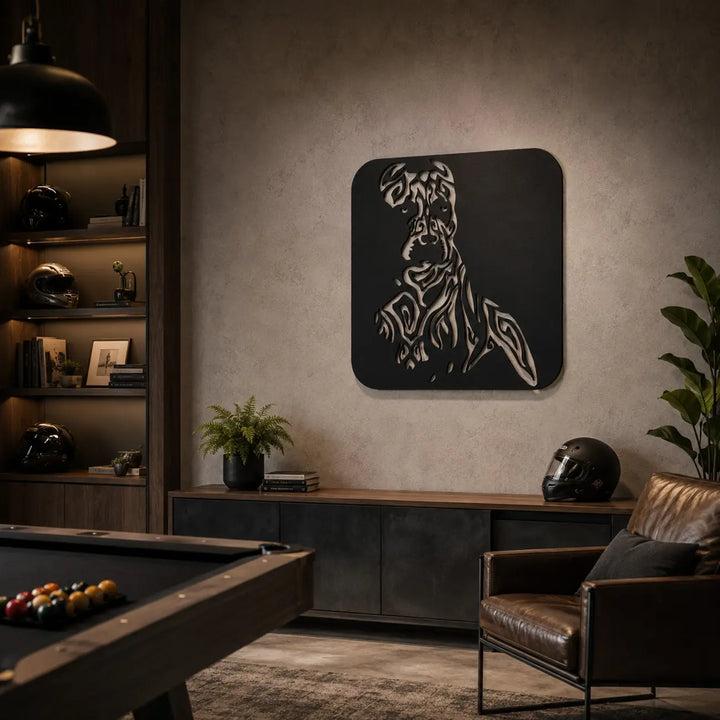 Duitse Dog Tribal Paneel | Metalen Wanddecoratie