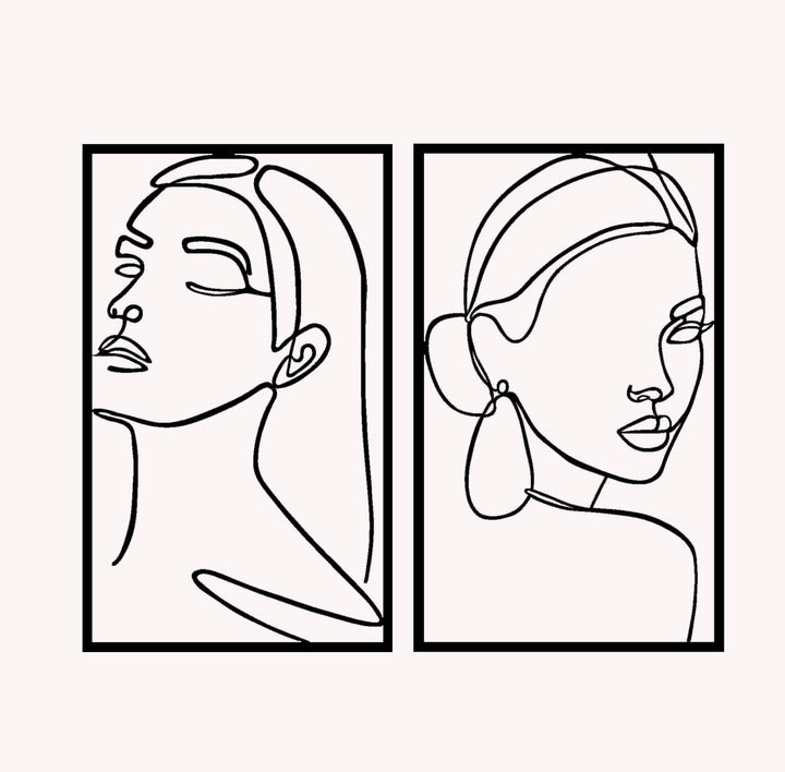 Abstracte Vrouwen (Set van 2) | Metalen Wanddecoratie