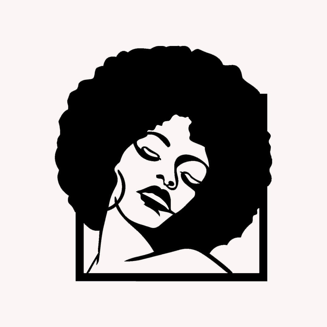 Portret Vrouw met Afro | Metalen Wanddecoratie