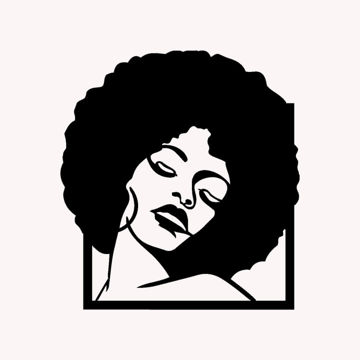 Portret Vrouw met Afro | Metalen Wanddecoratie