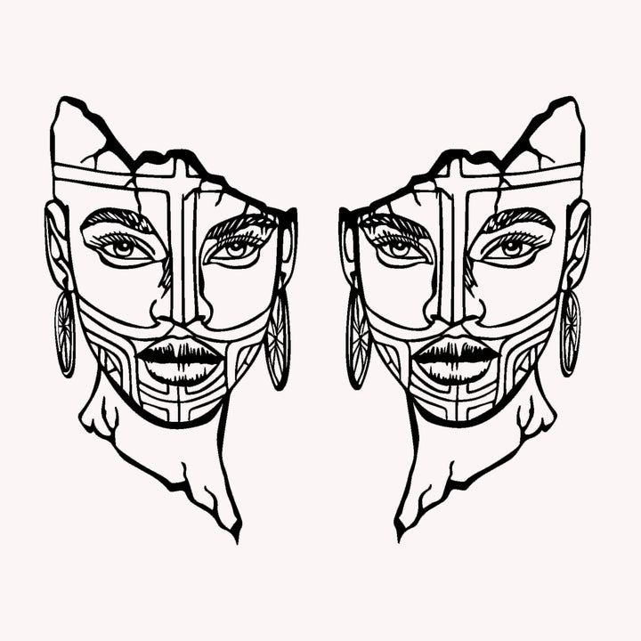 Set van 2: Mystiek Gesplitst Gezicht | Metalen Wanddecoratie