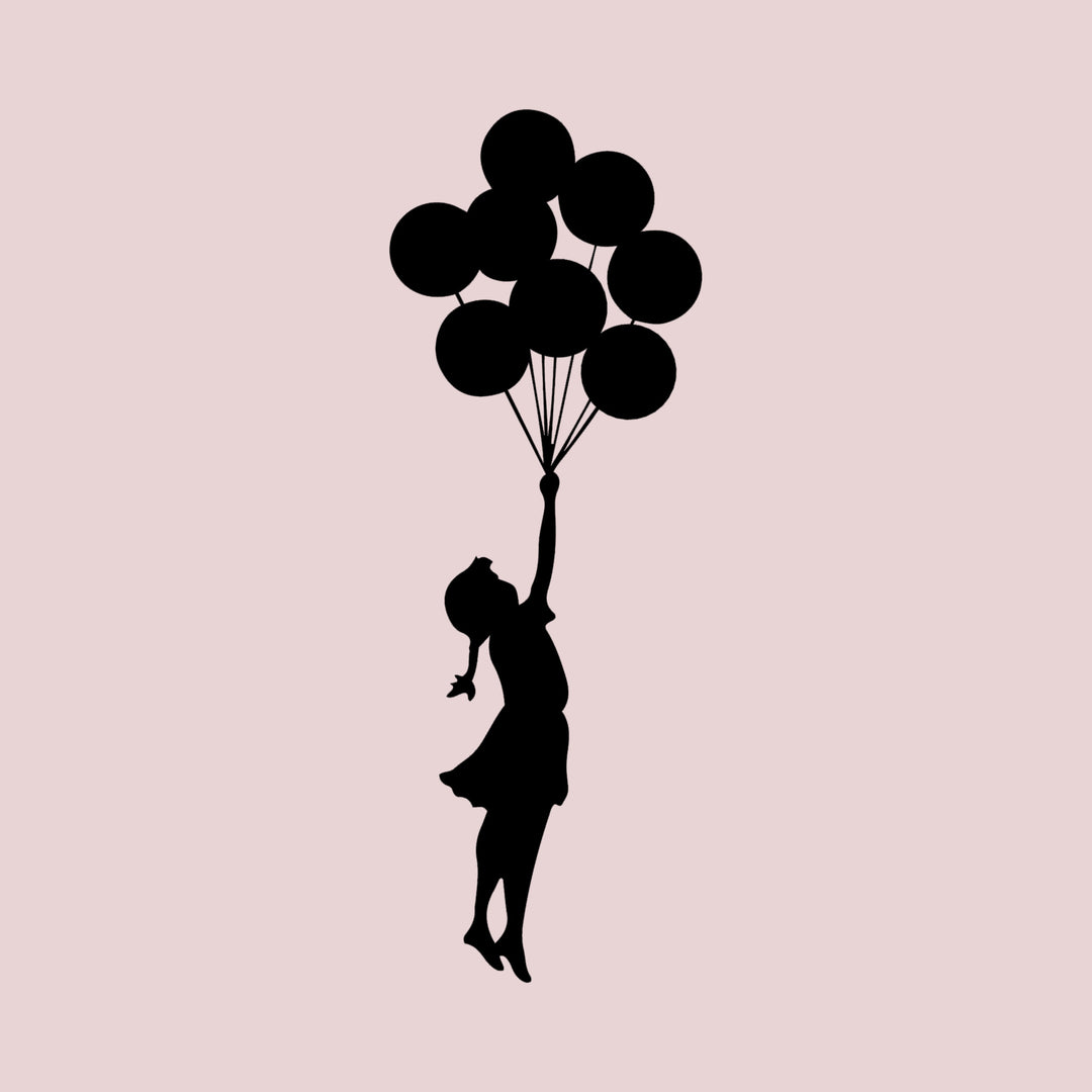 Vliegend Meisje met Ballonnen | Metalen Wanddecoratie