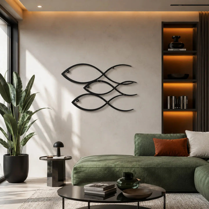 Minimalistische School Vissen | Metalen Wanddecoratie