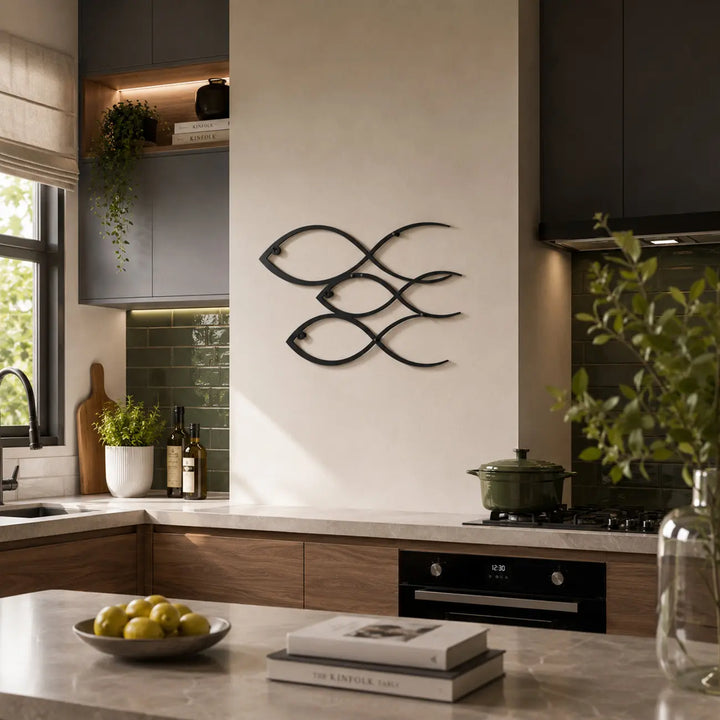 Minimalistische School Vissen | Metalen Wanddecoratie