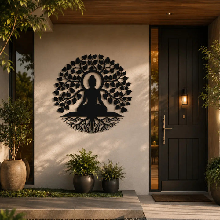 Levensboom met Boeddha | Metalen Wanddecoratie