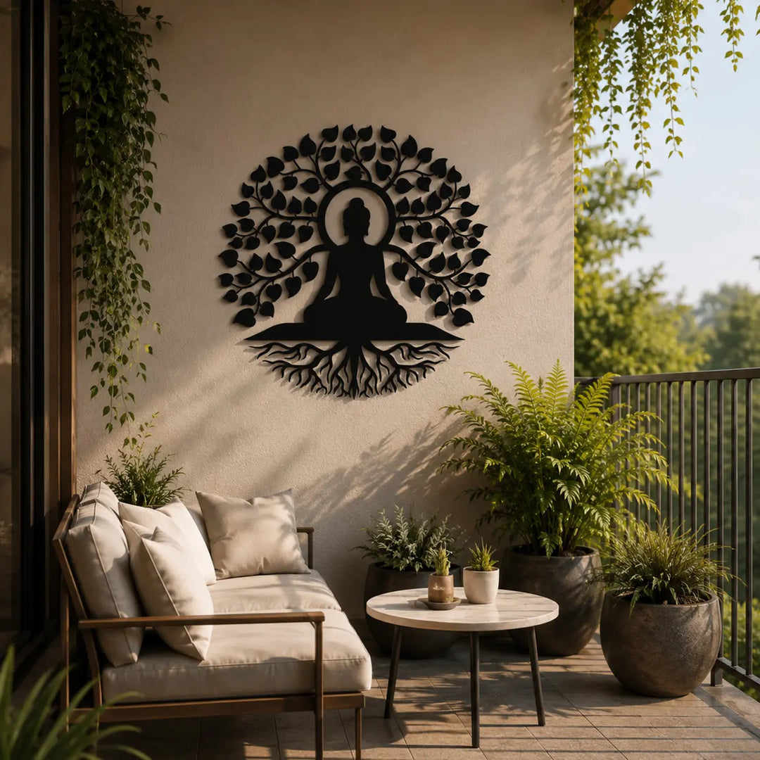 Levensboom met Boeddha | Metalen Wanddecoratie