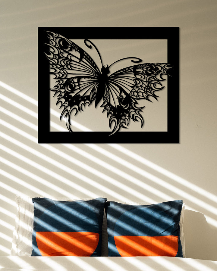 Artistieke Vlinder in Kader | Metalen Wanddecoratie
