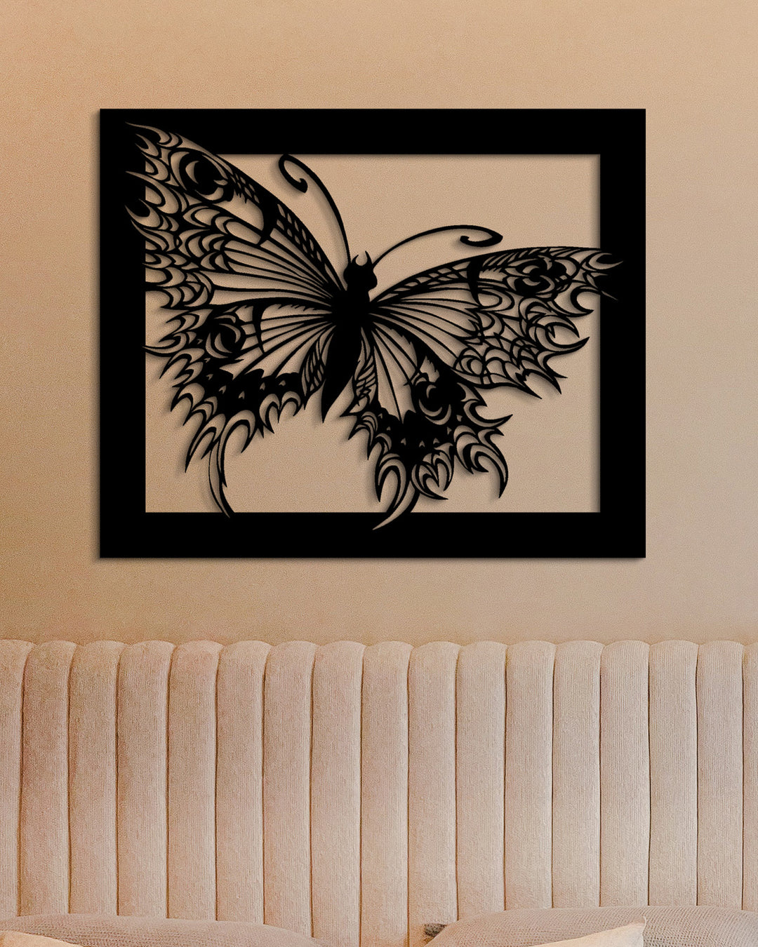 Artistieke Vlinder in Kader | Metalen Wanddecoratie