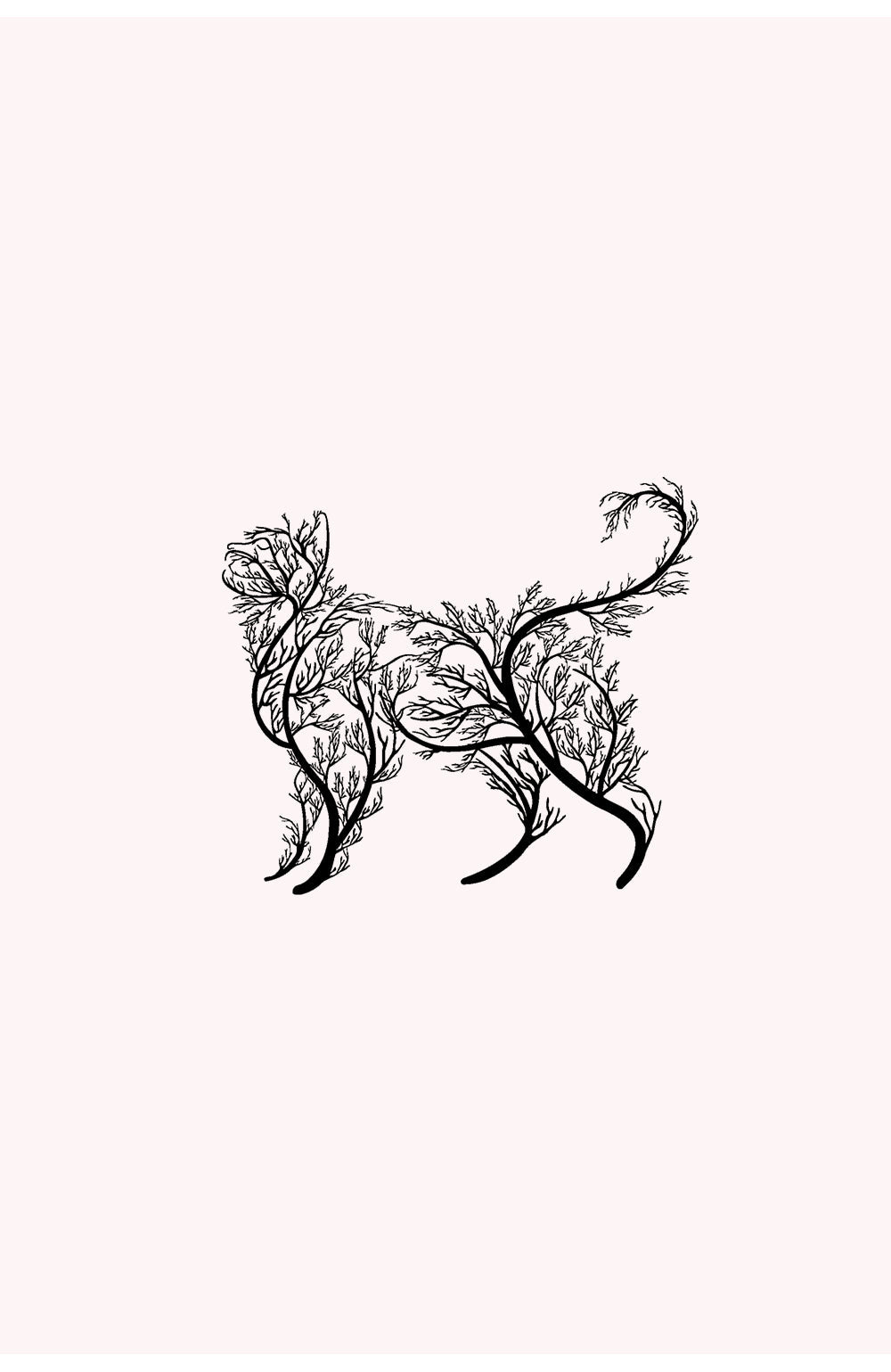 Kattensilhouet met Boomtakken | Metaal Wandschilderij