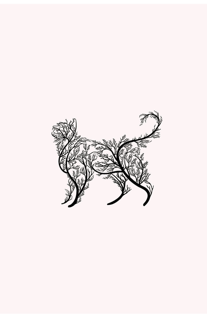 Kattensilhouet met Boomtakken | Metaal Wandschilderij