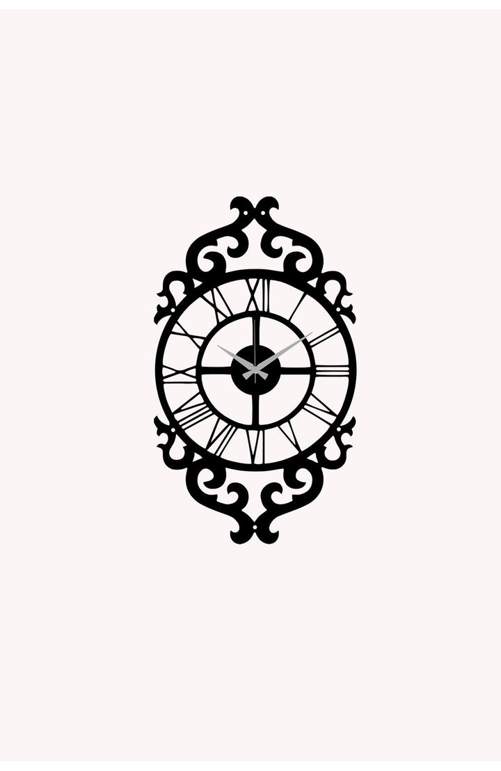 Metalen Wandklok "Royal Baroque" | Klassiek Zwart Ornament