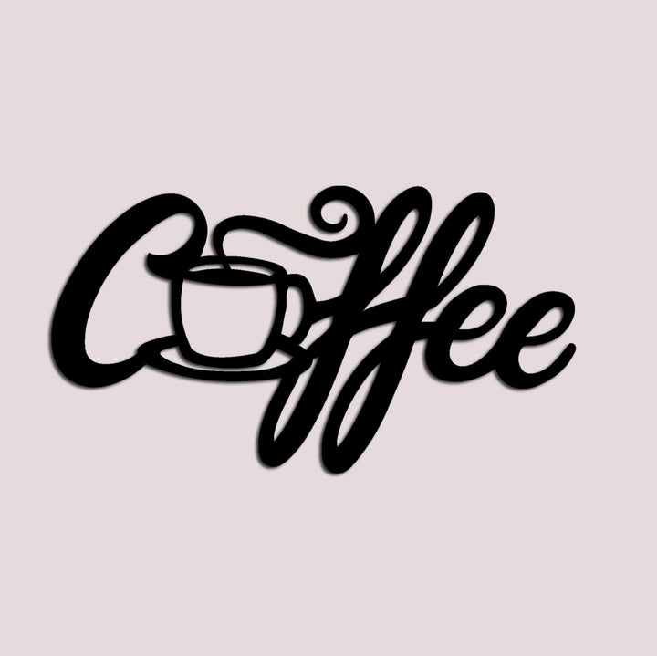 Coffee Tekst met Kopje | Metalen Wanddecoratie