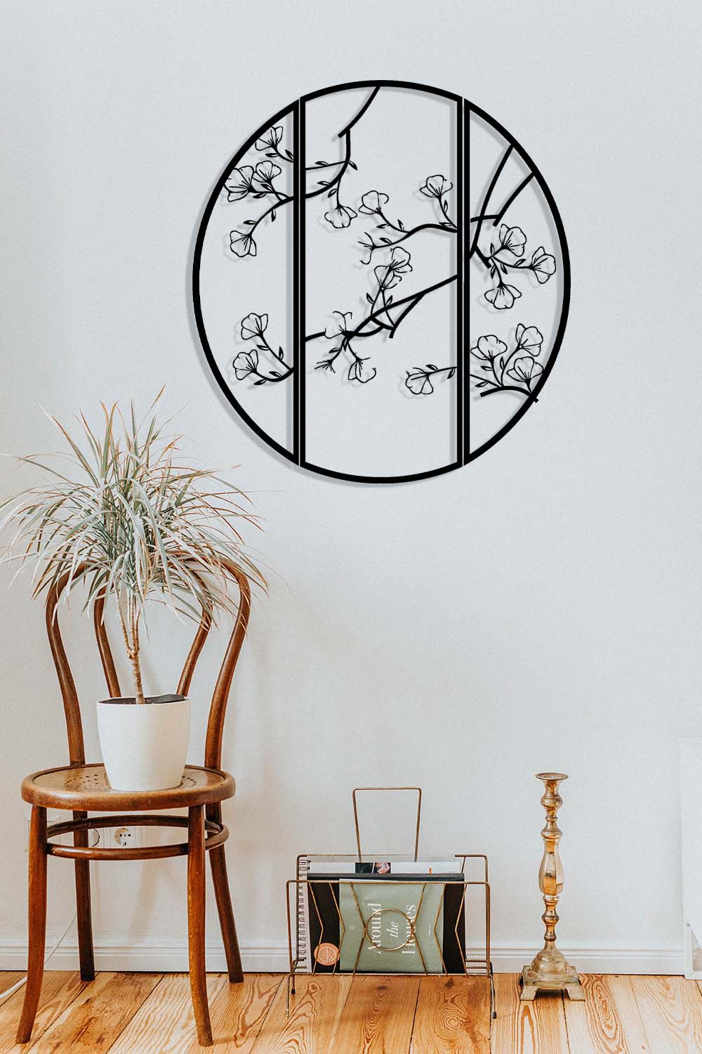 Ronde Bloesemtakken | Metalen Wanddecoratie