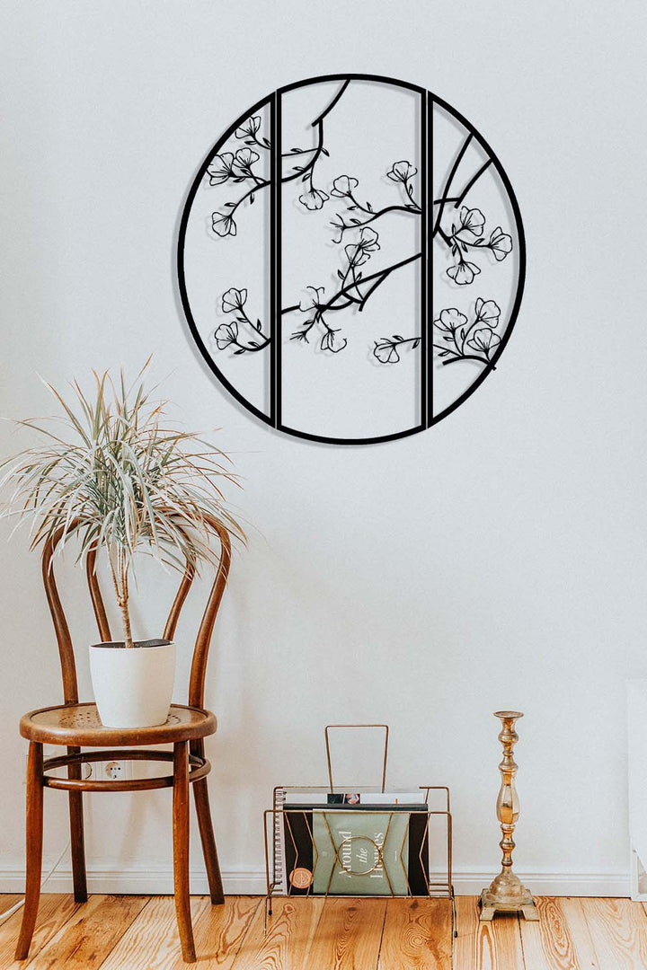 Ronde Bloesemtakken | Metalen Wanddecoratie