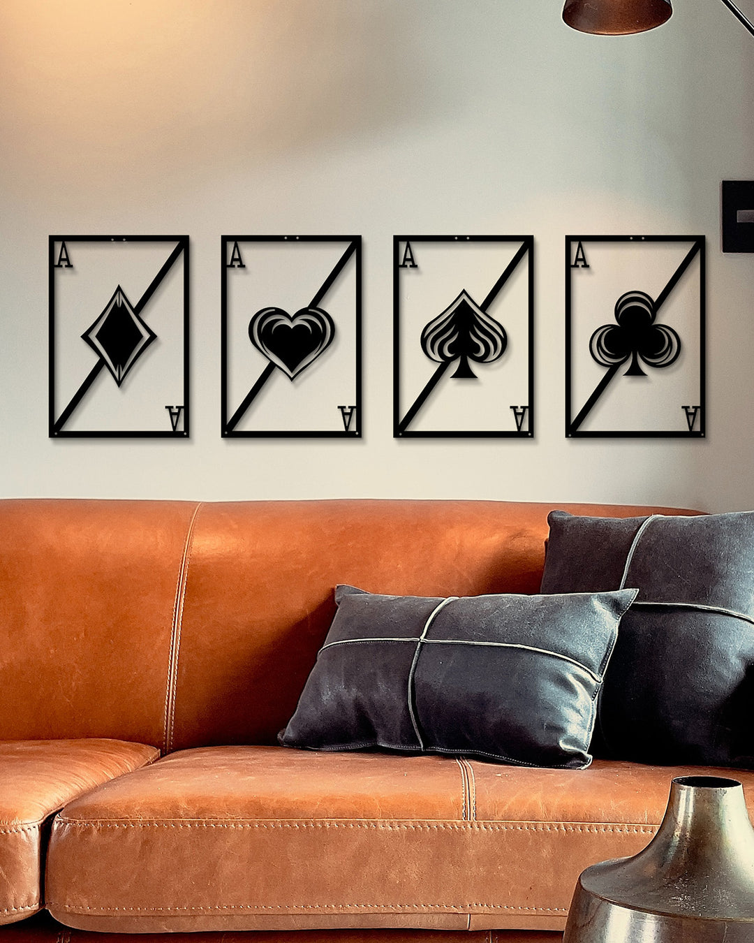 Set van 4 Speelkaarten Azen | Metalen Wanddecoratie