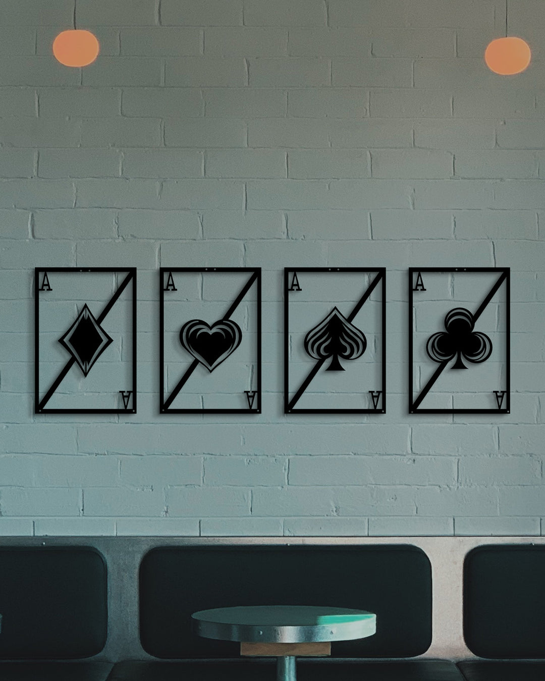 Set van 4 Speelkaarten Azen | Metalen Wanddecoratie