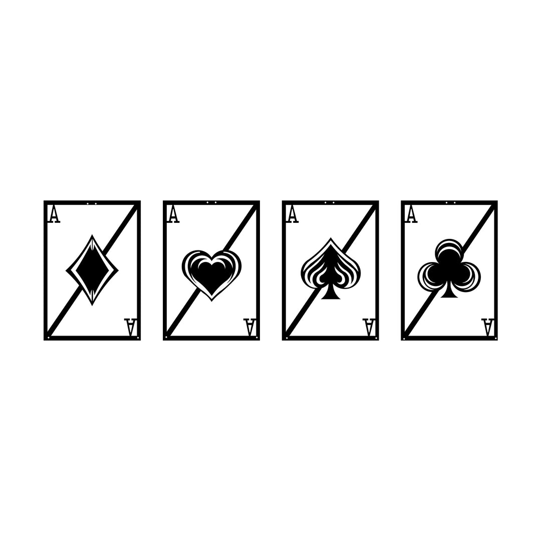 Set van 4 Speelkaarten Azen | Metalen Wanddecoratie