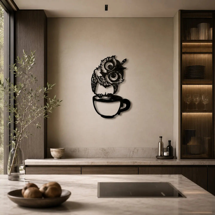 Coffee Owl | Metalen Wanddecoratie