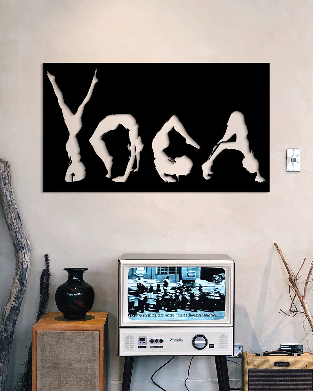 Yoga Tekst in Asana Houdingen | Metalen Wanddecoratie
