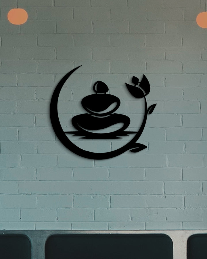 Zen Stenen in Halve Maan | Metalen Wanddecoratie