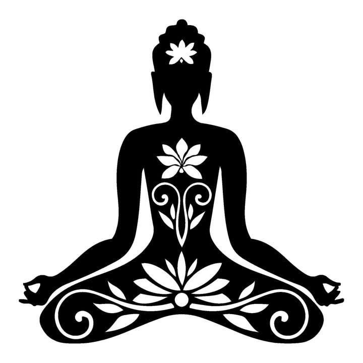 Spirituele Boeddha met Lotus | Metalen Wanddecoratie