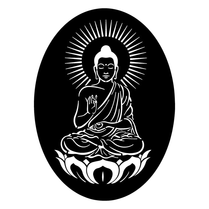 Spirituele Boeddha met Aura (Ovaal) | Metalen Wanddecoratie