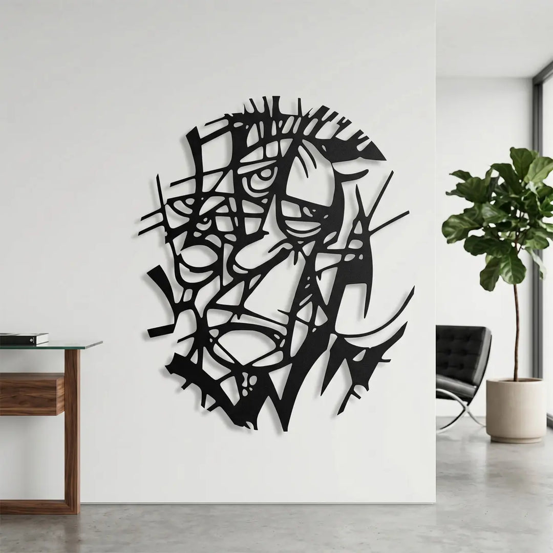 Kubistische kunst wanddecoratie voor kantor Abstract Jester