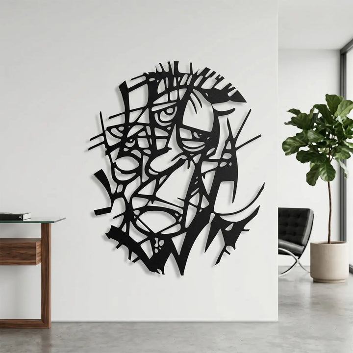 Kubistische kunst wanddecoratie voor kantor Abstract Jester