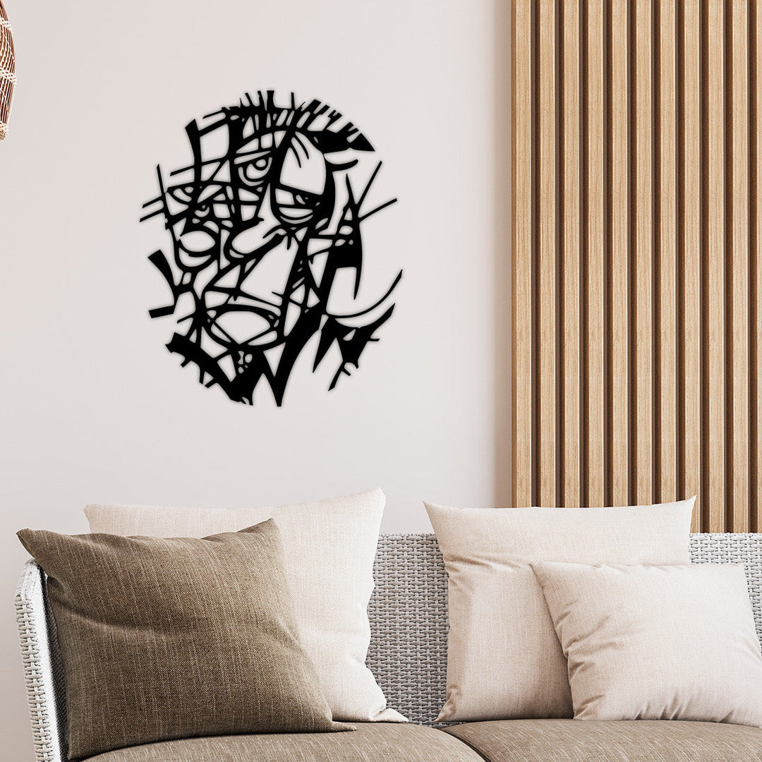 Abstract Jester metal wall art cubist face silhouette