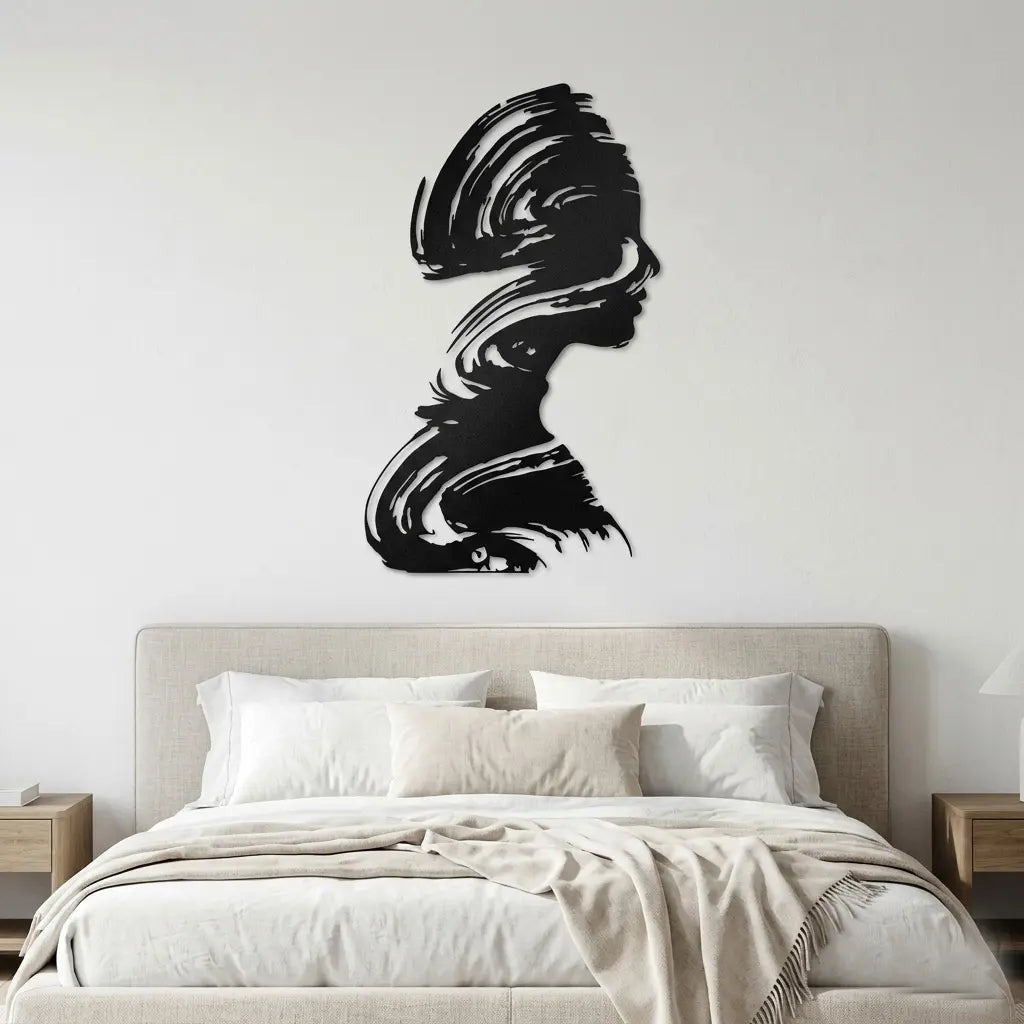 Abstract Muse metal wall art 3D shadow effect female silhouette