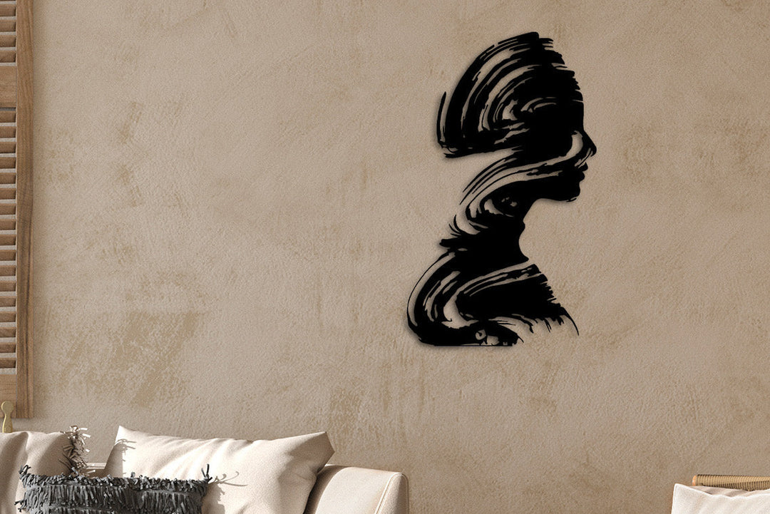Abstract Muse metalen wanddecoratie vrouw zwart silhouette
