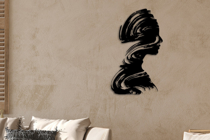 Abstract Muse metalen wanddecoratie vrouw zwart silhouette