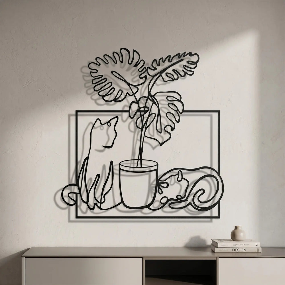 Botanisch interieur metaal klimmende kat design gatenplant bladeren urban jungle