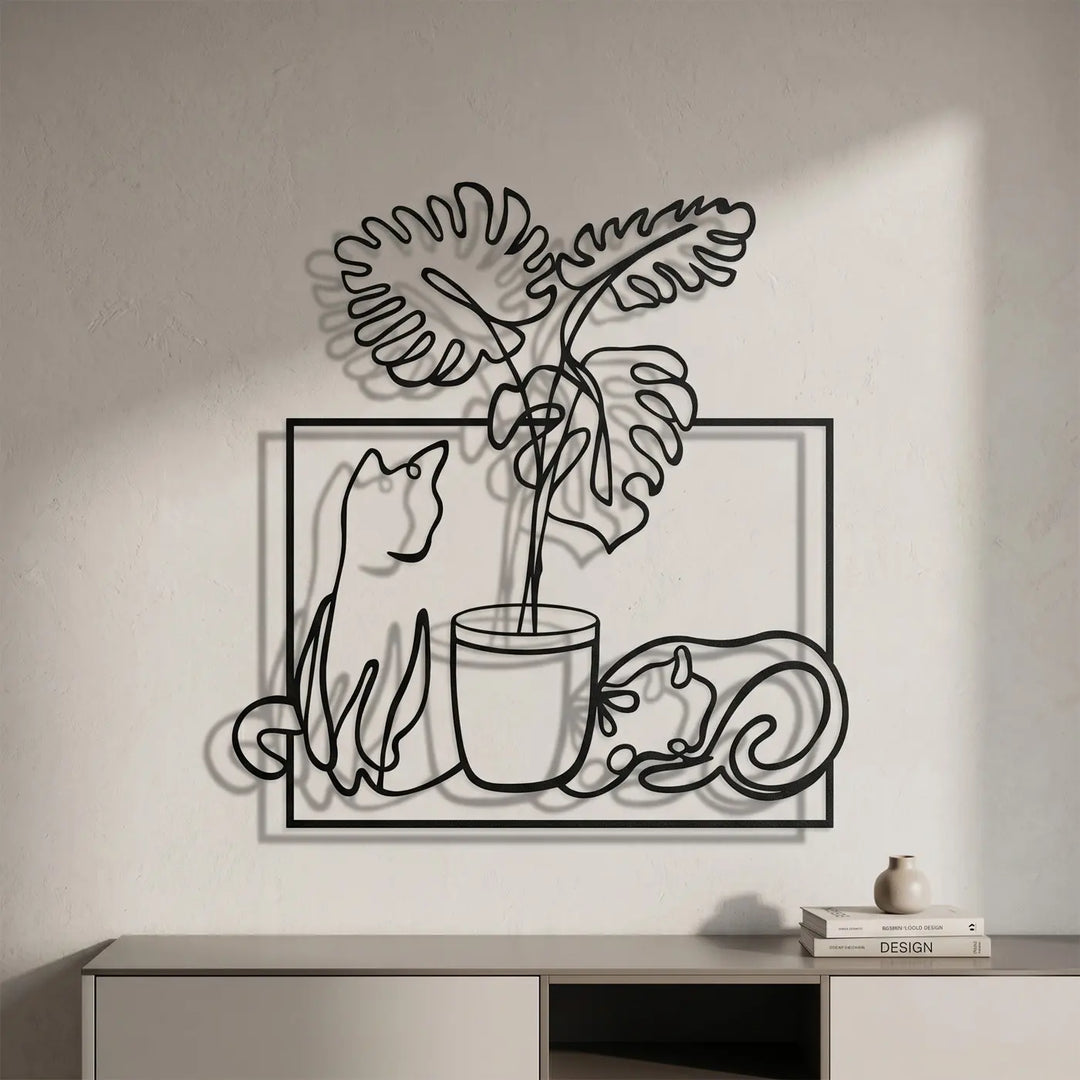 Botanisch interieur metaal klimmende kat design gatenplant bladeren urban jungle