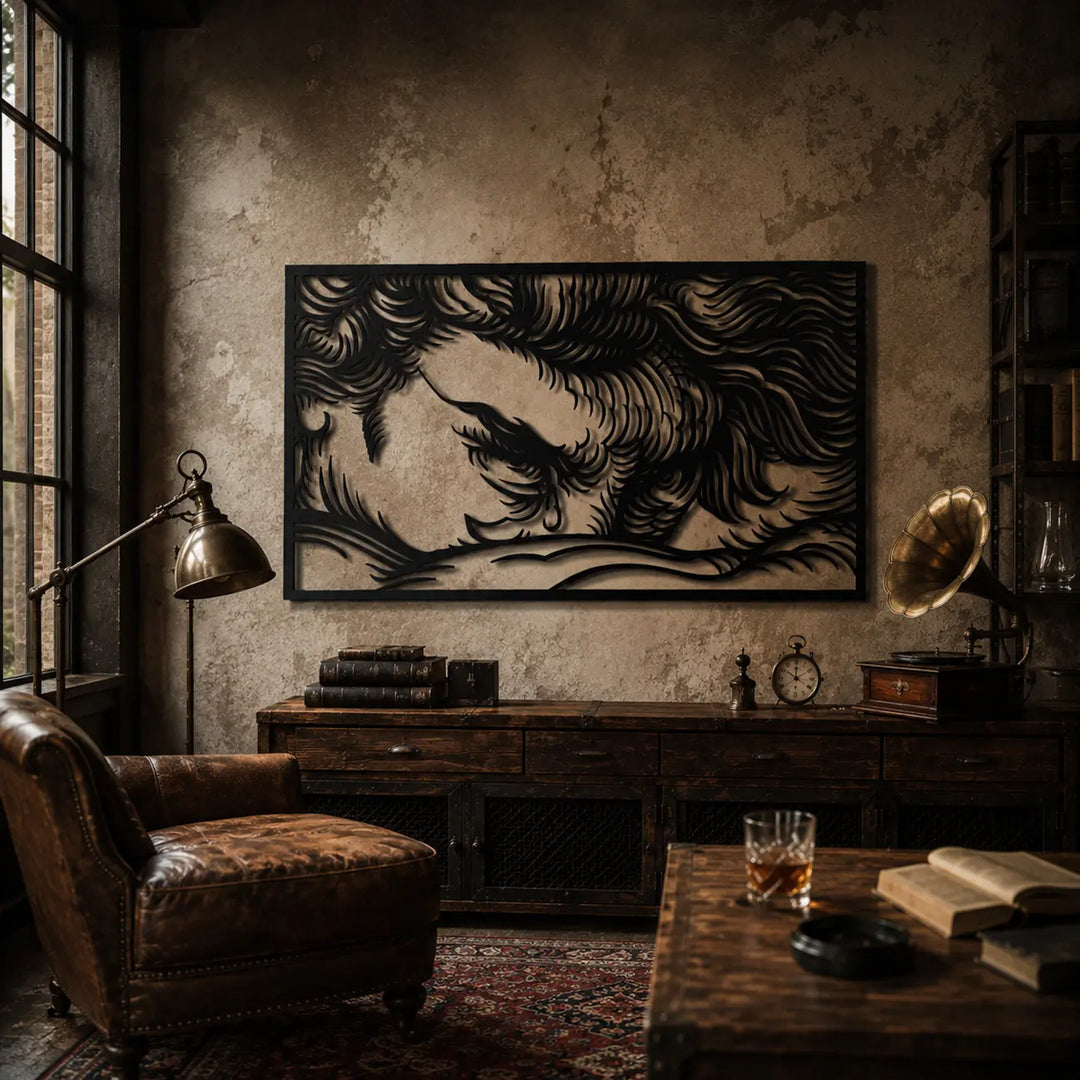 Inspirerende en intellectuele metalen wanddecoratie van Cabanel voor in de studeerkamer. Inspiring and intellectual metal wall decor by Cabanel for the study room.