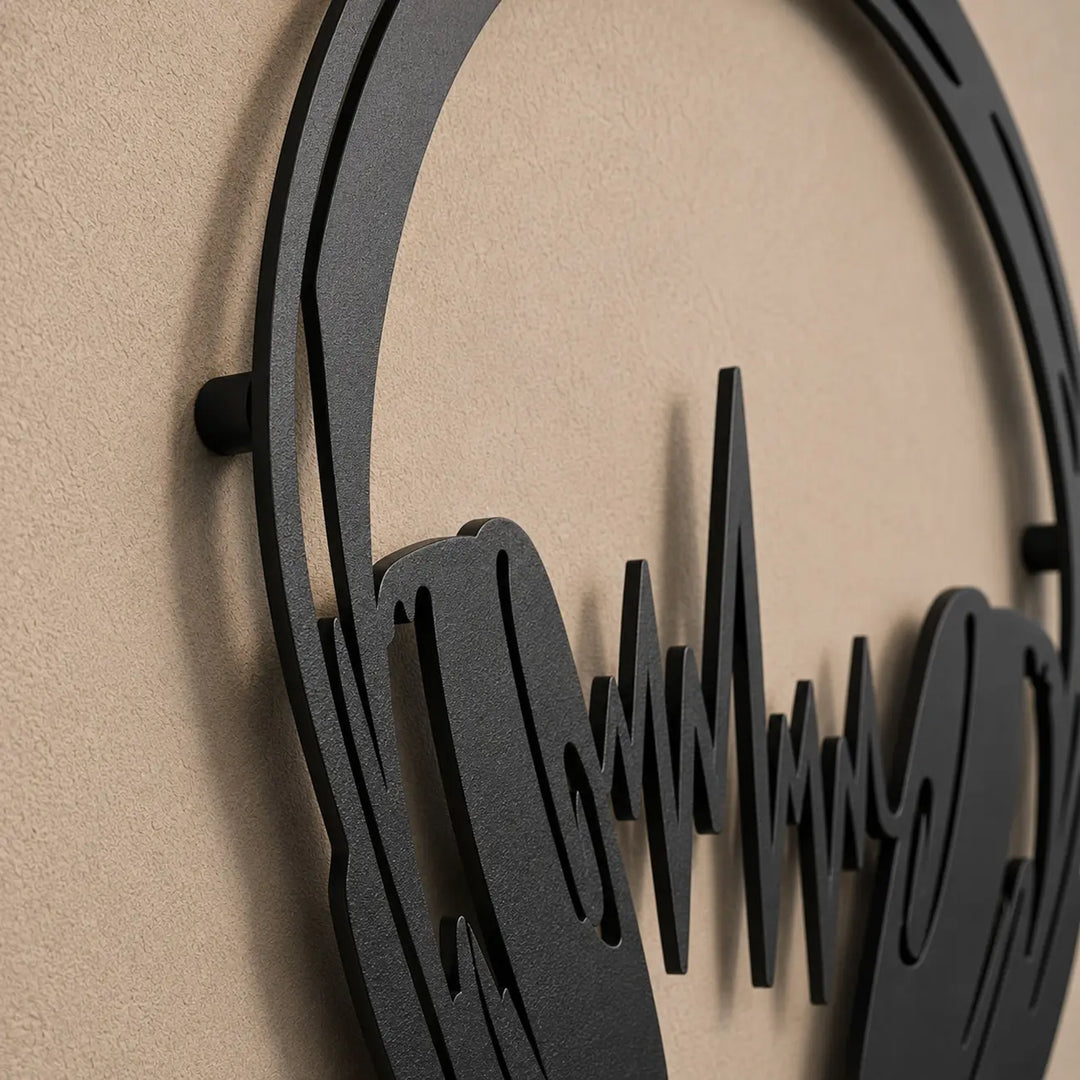 Ontdek het premium lasergesneden design van de 'Soundwave'. Prachtig matzwarte afwerking en een dynamisch 3D-schaduweffect van de geluidsgolven op de muur.
