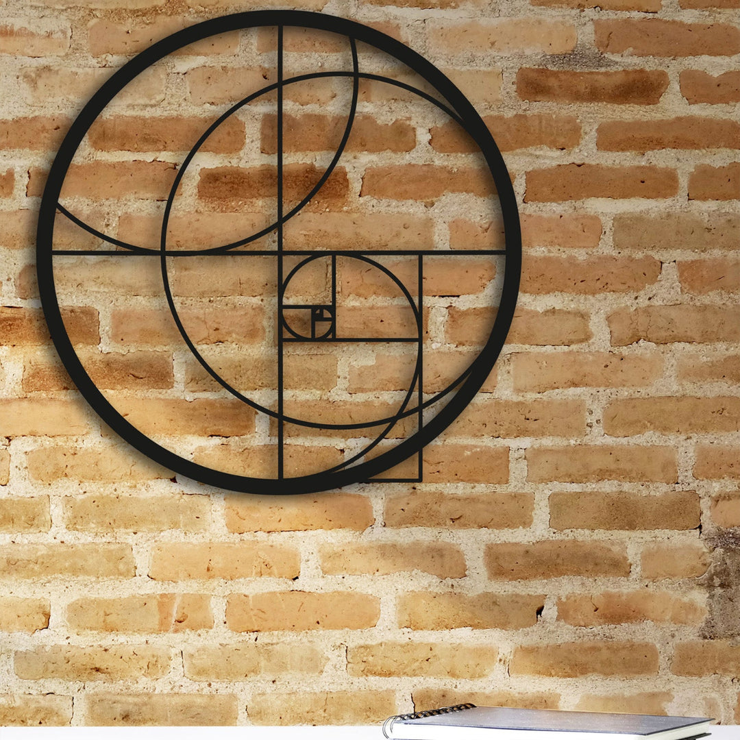 Golden ratio fibonacci metal wall art
