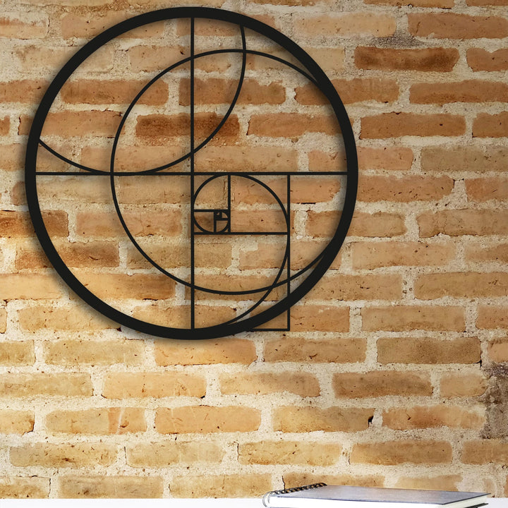 Golden ratio fibonacci metal wall art