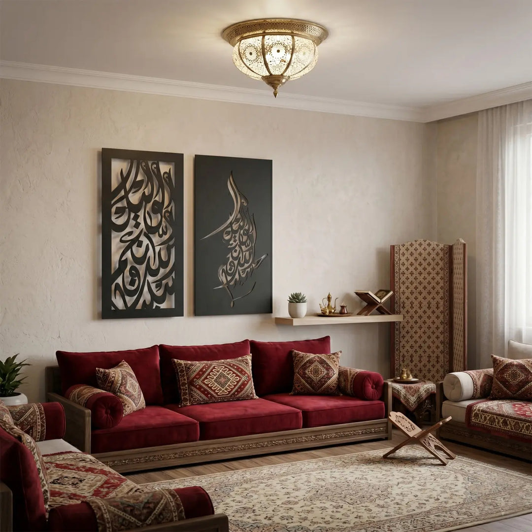 Hasbunallah islamic wall art muslim home decor diptych statement piece