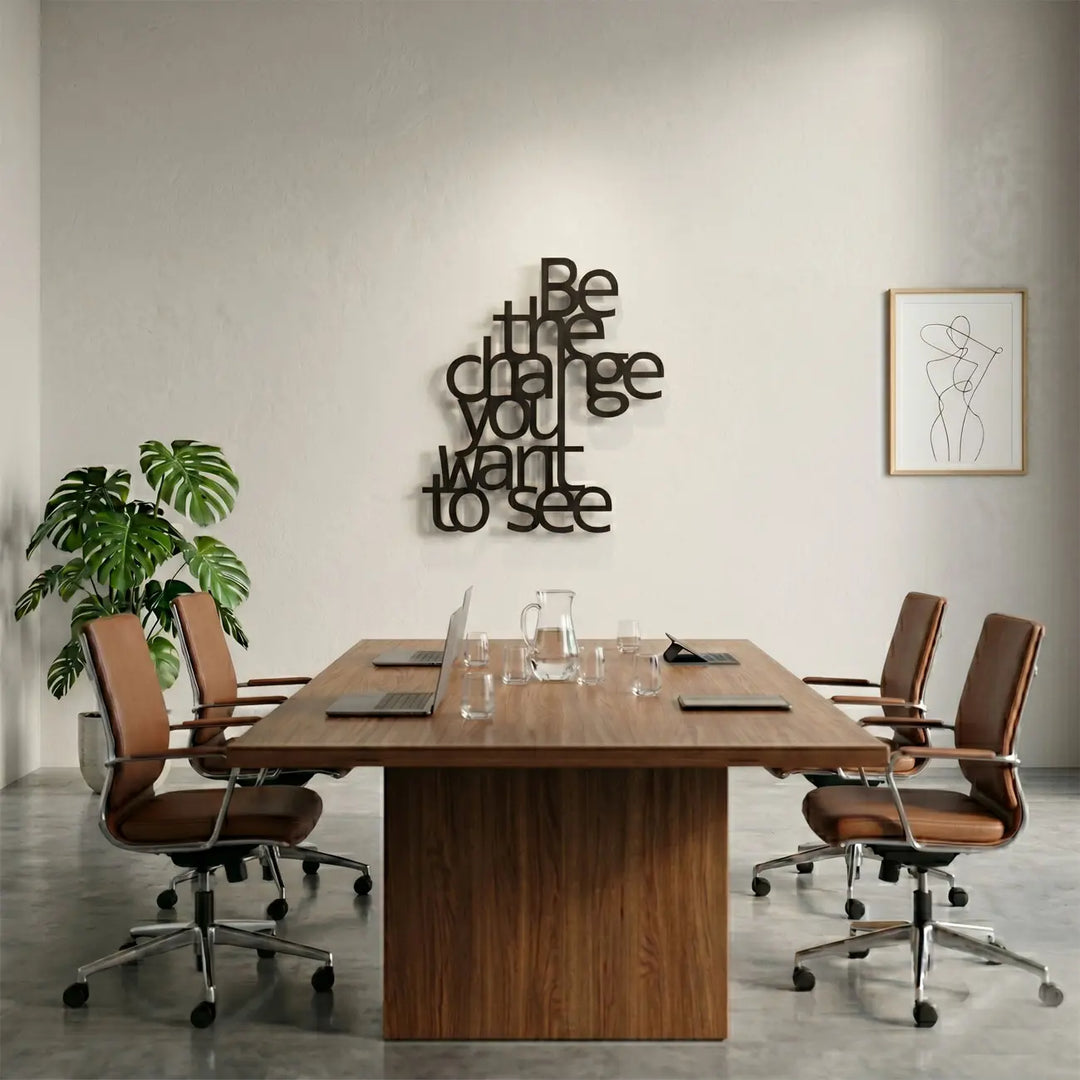 Luxe metalen wandkunst voor kantoor en vergaderruimte - Be The Change You Want To See - Storetta