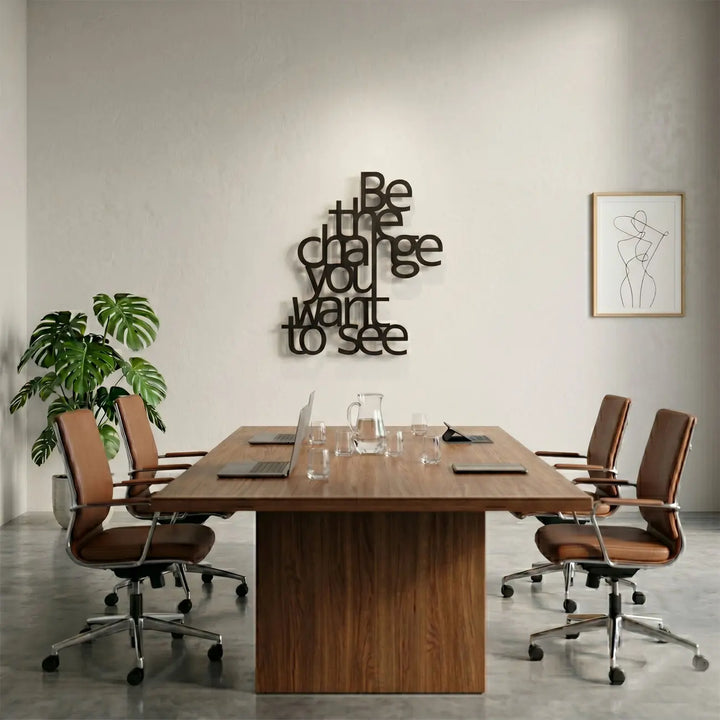 Luxe metalen wandkunst voor kantoor en vergaderruimte - Be The Change You Want To See - Storetta