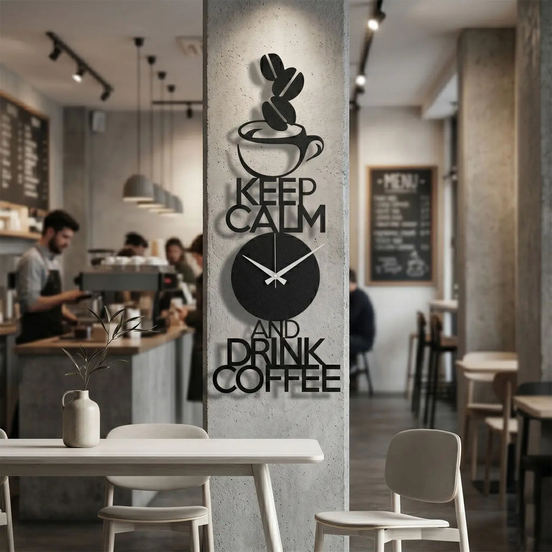 Industriële metalen wandklok koffie quote voor café, bistro of horeca - Barista Mantra - Storetta