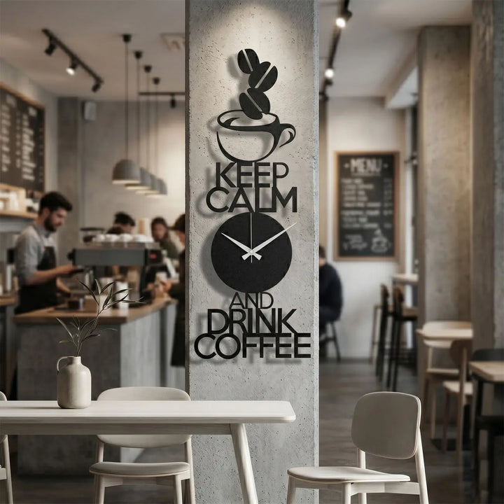 Industriële metalen wandklok koffie quote voor café, bistro of horeca - Barista Mantra - Storetta