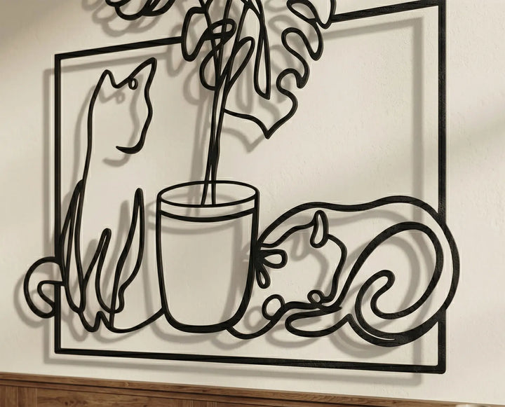 Metalen schilderij slaapkamer zwart stoere muurkunst dieren kattenliefhebber cadeau
