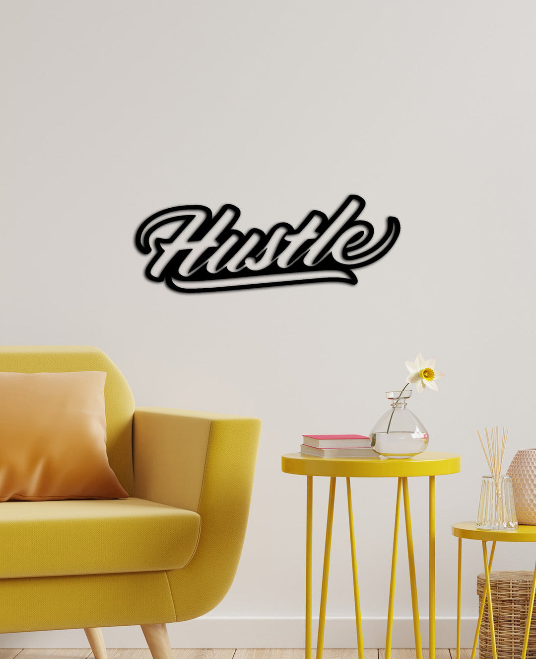 Strak en minimalistisch typografie design voor een modern interieur. Sleek minimalist typography design for modern interiors.