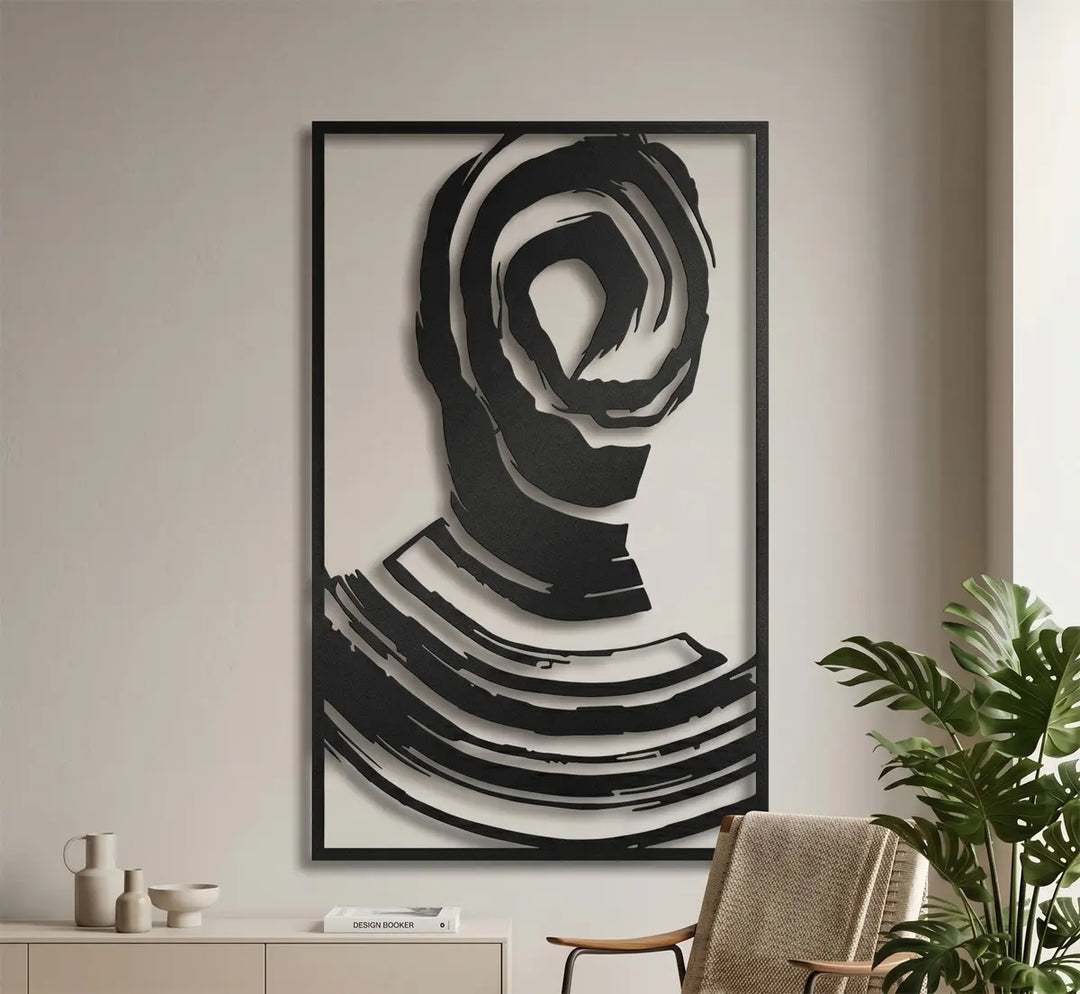 Modern Macbeth metal wall art abstract face silhouette
