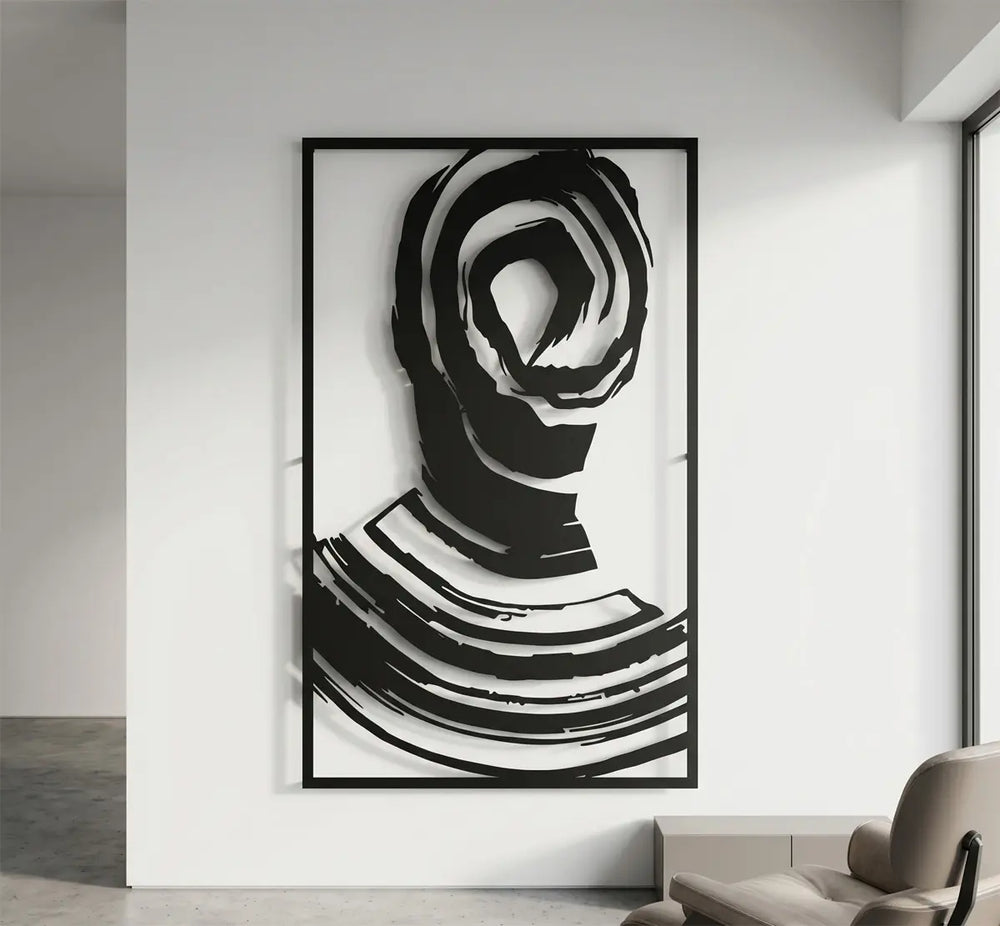 Modern Macbeth metalen wanddecoratie abstract portret zwart