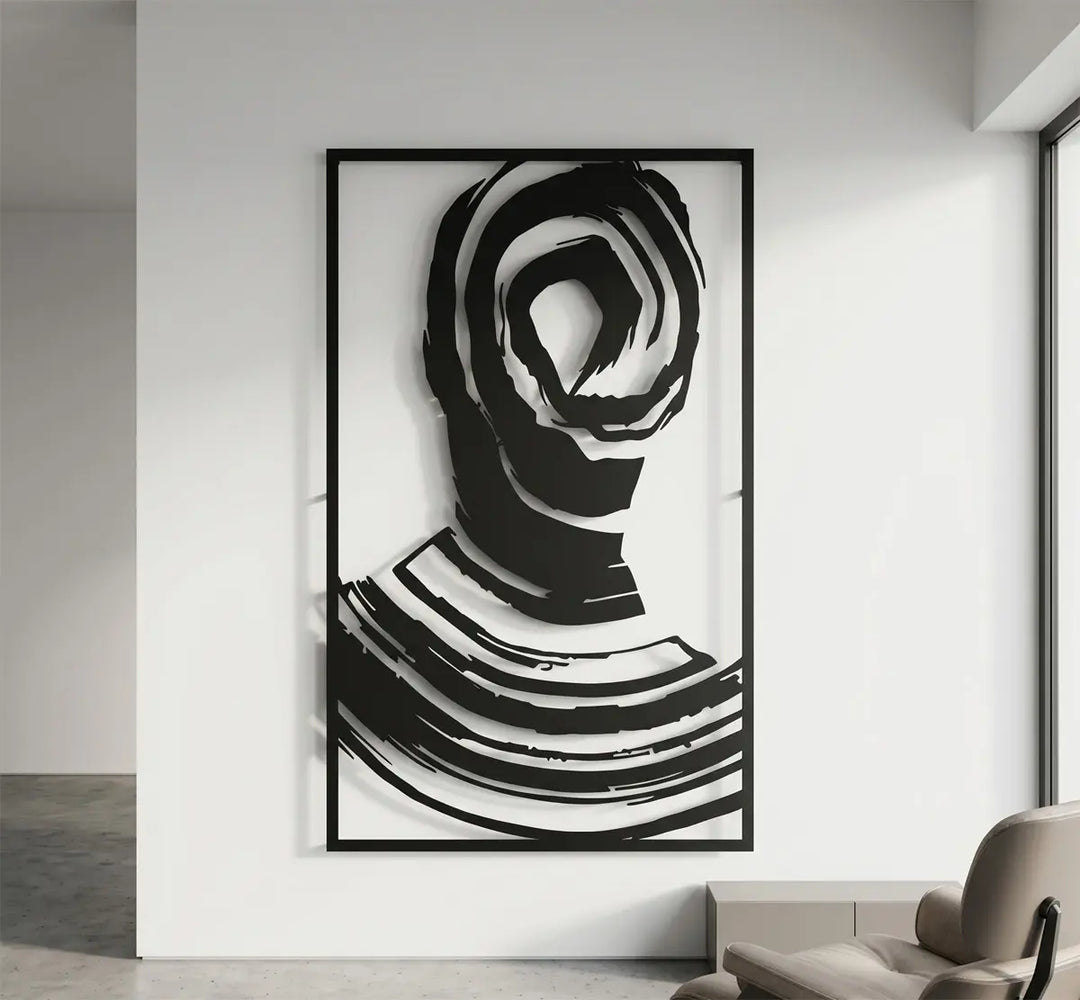 Modern Macbeth metalen wanddecoratie abstract portret zwart