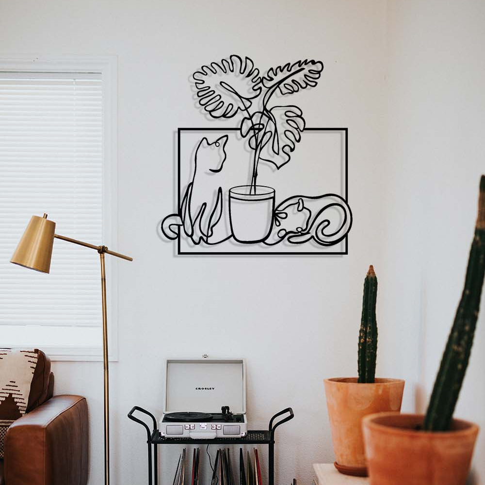 Moderne luxe duurzaam ijzer wandobject black dieren planten cadeau housewarming