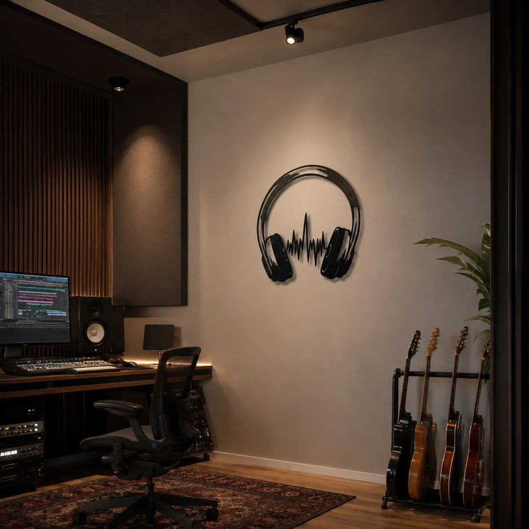 Maak je thuisstudio of muziekkamer compleet met de metalen 'Soundwave' wanddecoratie. Een ritmische eyecatcher, perfect voor muziekliefhebbers en DJ's.